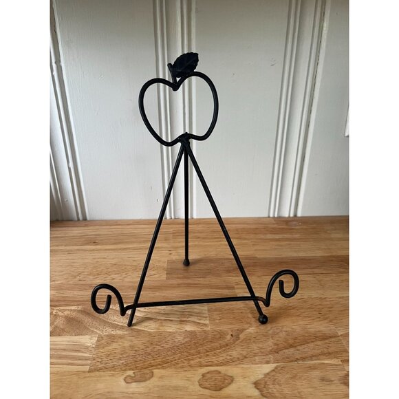 Apple-Shaped Black Metal Easel Stand For Photos & Plates - Picture 1 of 12